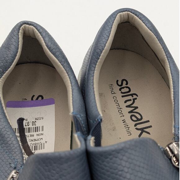 Softwalk Arezzo Sneaker Shoes Side Zip Women's Leather Blue Size US9.5 EU40 - Picture 12 of 12